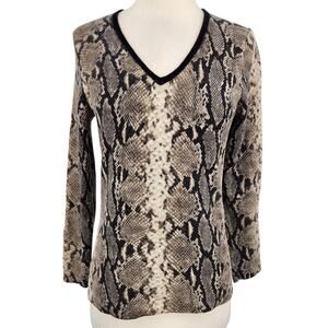 Jones New York Wool & Cashmere Snakeskin Print Top